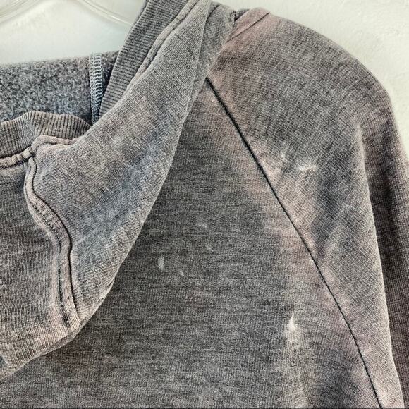 Chaser Acid Washed Bell Sleeved Pullover Hoodie Charcoal Black Gray Destroyed Sm - Picture 7 of 8